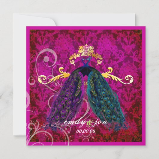 PixDezines psychedelische paukveer/hete roze Kaart (Voorkant)