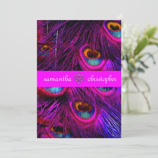 PixDezines psychedelische paukveer/hete roze Kaart (Staand voorkant)