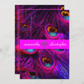 PixDezines psychedelische paukveer/hete roze Kaart (Voorkant / Achterkant)