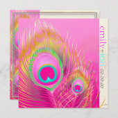 PixDezines psychedelische paukveer/hete roze Kaart (Voorkant / Achterkant)