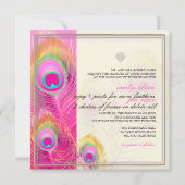 PixDezines psychedelische paukveer/hete roze Kaart (Achterkant)