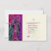 PixDezines psychedelische paukveer/hete roze RSVP Kaartje (Achterkant)
