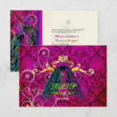 PixDezines psychedelische paukveer/hete roze RSVP Kaartje (Voorkant / Achterkant)