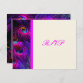 PixDezines psychedelische paukveer/hete roze RSVP Kaartje (Voorkant / Achterkant)