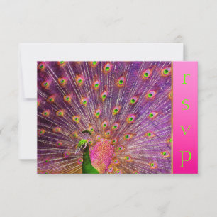 PixDezines psychedelische paukveer/hete roze RSVP Kaartje