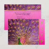 PixDezines psychedelische paukveer/hete roze RSVP Kaartje (Voorkant / Achterkant)
