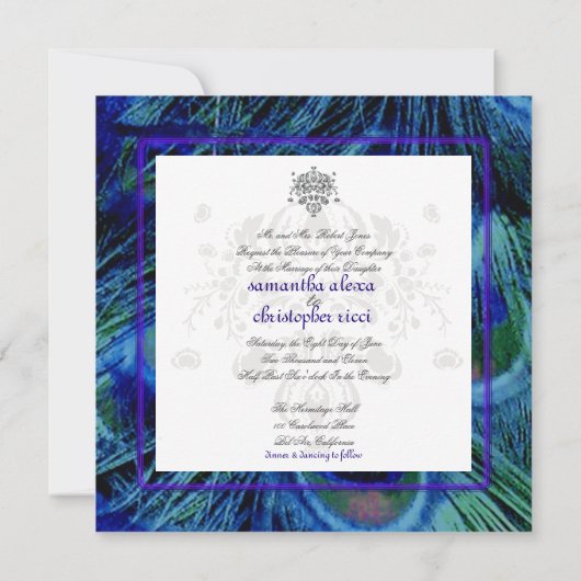 PixDezines psychedelische pauock/kobalt blauw Kaart (Achterkant)