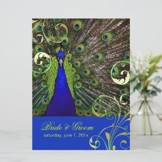 PixDezines psychedelische pauock/kobalt blauw Kaart (Staand voorkant)