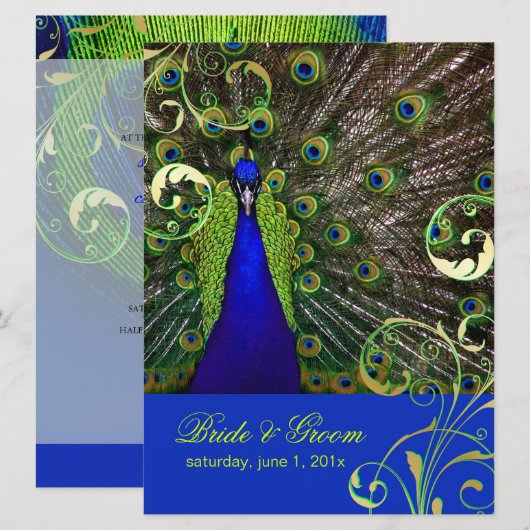 PixDezines psychedelische pauock/kobalt blauw Kaart (Voorkant / Achterkant)