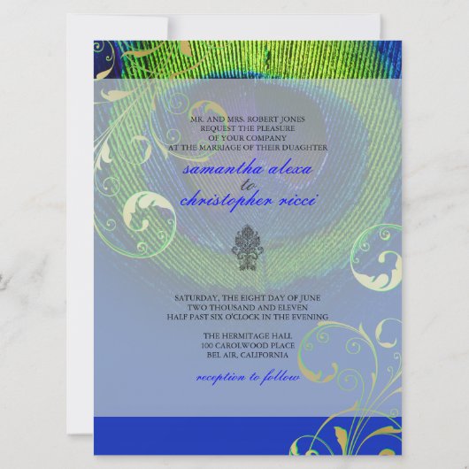 PixDezines psychedelische pauock/kobalt blauw Kaart (Achterkant)