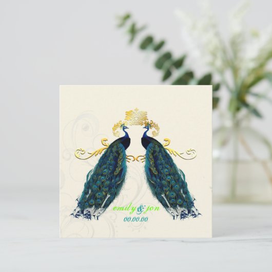 PixDezines psychedelische pauock/kobalt blauw Kaart (Staand voorkant)