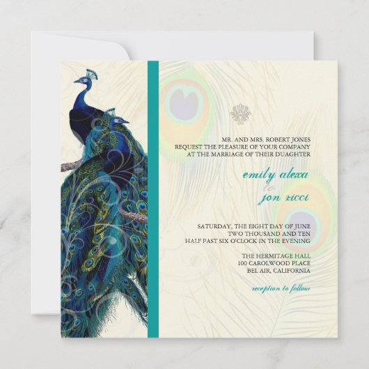 PixDezines psychedelische pauock/kobalt blauw Kaart (Achterkant)