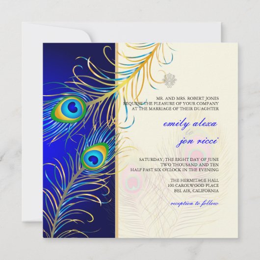 PixDezines psychedelische pauock/kobalt blauw Kaart (Achterkant)