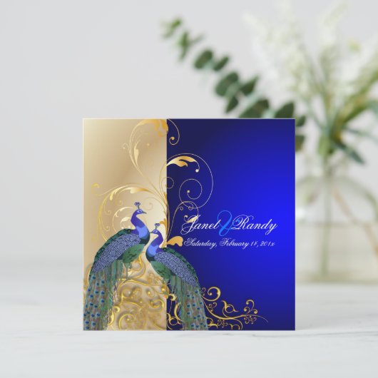 PixDezines psychedelische pauock/kobalt blauw Kaart (Staand voorkant)