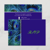 PixDezines psychedelische pauock/kobalt blauw RSVP Kaartje (Voorkant / Achterkant)