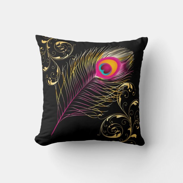 PixDezines psychedelische pauw/diy achtergrond Kussen (Voorkant)