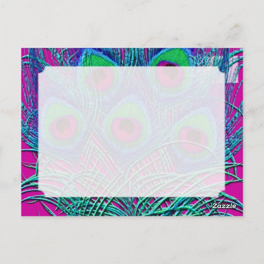 PixDezines psychedelische pauw+gouden sierstrip la Briefkaart (Achterkant)