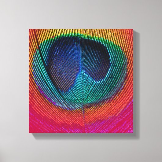 PixDezines Psychedelische Pauw, hete roze, canvas Afdruk (Voorkant)