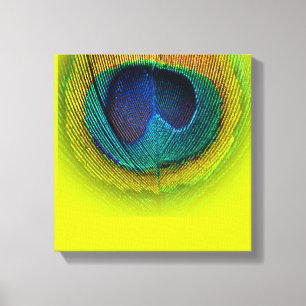 PixDezines Psychedelische Pauw, neon groen, canvas Afdruk