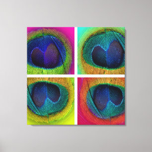 PixDezines Psychedelische Pauw, popart op canvas Afdruk