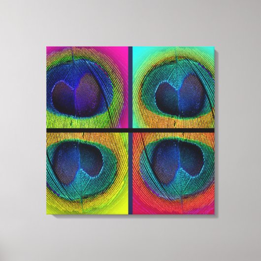 PixDezines Psychedelische Pauw, popart op canvas Afdruk (Voorkant)