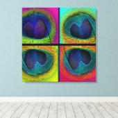 PixDezines Psychedelische Pauw, popart op canvas Afdruk (Insitu (Houten vloer))