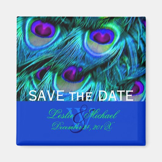 PixDezines Psychedelische Pauw, Save the Date Magneet (Voorkant)