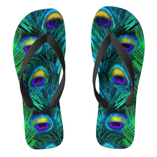 PixDezines PSYCHEDELISCHE PAUWENVEER, COBALT Teenslippers (Voetbed)