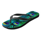 PixDezines PSYCHEDELISCHE PAUWENVEER, COBALT Teenslippers (Schuin)