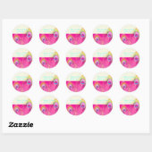 PixDezines psychedelische pauwenveer/heet roze Ronde Sticker (Vel)