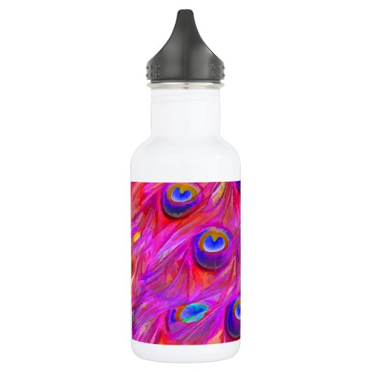 PixDezines psychedelische roze pauw veer Waterfles (Links)