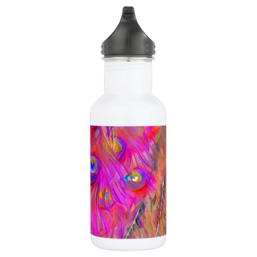 PixDezines psychedelische roze pauw veer Waterfles (Rechts)