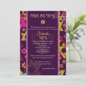 PixDezines psychedelische sterren/Mitzvah/diy kleu Kaart (Staand voorkant)