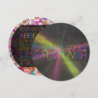PixDezines psychedelische sterren/neon/bar mitswa Kaart
