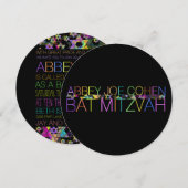 PixDezines psychedelische sterren/neon/bat mitzvah Kaart (Voorkant / Achterkant)