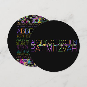 PixDezines psychedelische sterren/neon/bat mitzvah Kaart