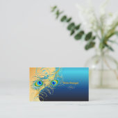 PixDezines psychedellic Peacock+metallic blue Visitekaartje (Staand voorkant)