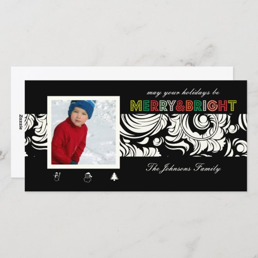 PixDezines quills patroon, kerst Feestdagenkaart (Voorkant / Achterkant)