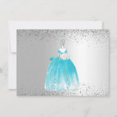 PixDezines Quinceanera Aqua Blue Dress Opslagdatum Kaart (Achterkant)