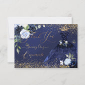 PixDezines Quinceanera Bedankt Navy Blauw Goud Kaart (Voorkant)