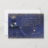 PixDezines Quinceanera Bedankt Navy Blauw Goud Kaart (Achterkant)