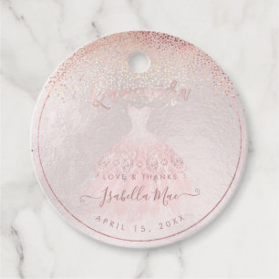 PixDezines Quinceanera Blush Gown Bedankjes Labels