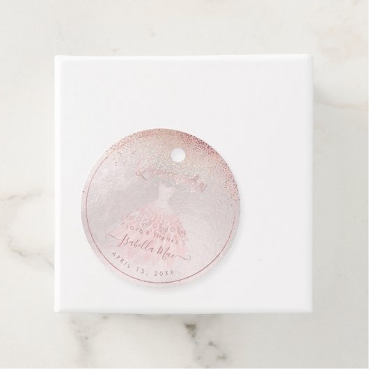 PixDezines Quinceanera Blush Gown Bedankjes Labels (In situ)