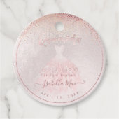 PixDezines Quinceanera Blush Gown Bedankjes Labels (Voorkant)