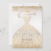 PixDezines Quinceanera Champagne Gold Glitter Gown Kaart (Voorkant)