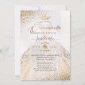 PixDezines Quinceanera Champagne Gold Glitter Gown Kaart (Achterkant)