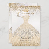PixDezines Quinceanera Champagne Gold Glitter Gown Kaart (Voorkant / Achterkant)
