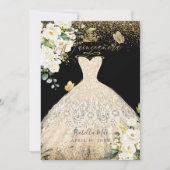 PixDezines Quinceanera Champagne Gold Glitter Gown Kaart (Voorkant)