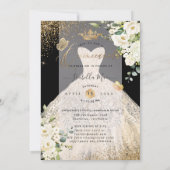 PixDezines Quinceanera Champagne Gold Glitter Gown Kaart (Achterkant)