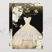 PixDezines Quinceanera Champagne Gold Glitter Gown Kaart (Voorkant / Achterkant)